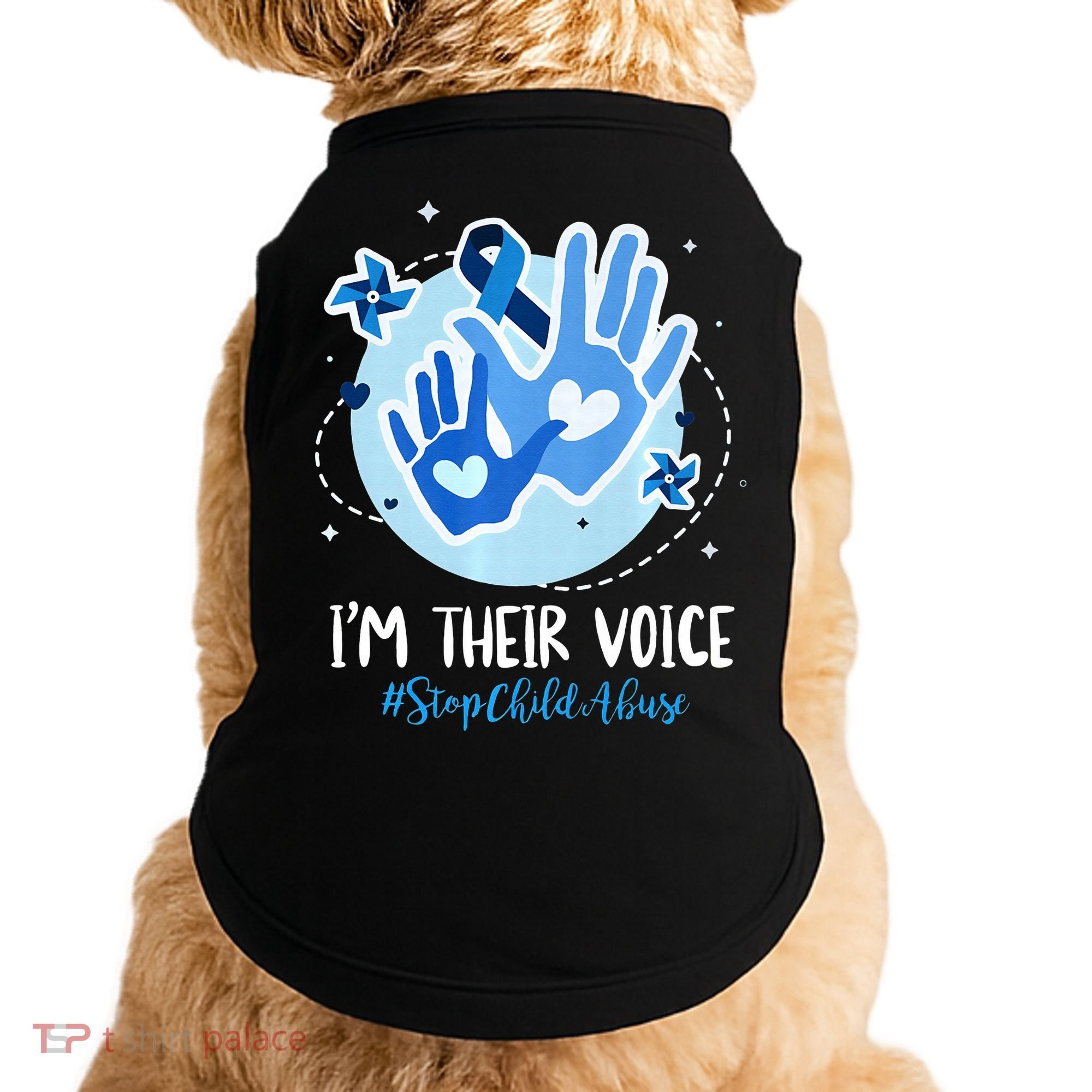 No For Child Abuse Excuse Prevention Month April Blue Ribbon Doggie Tank