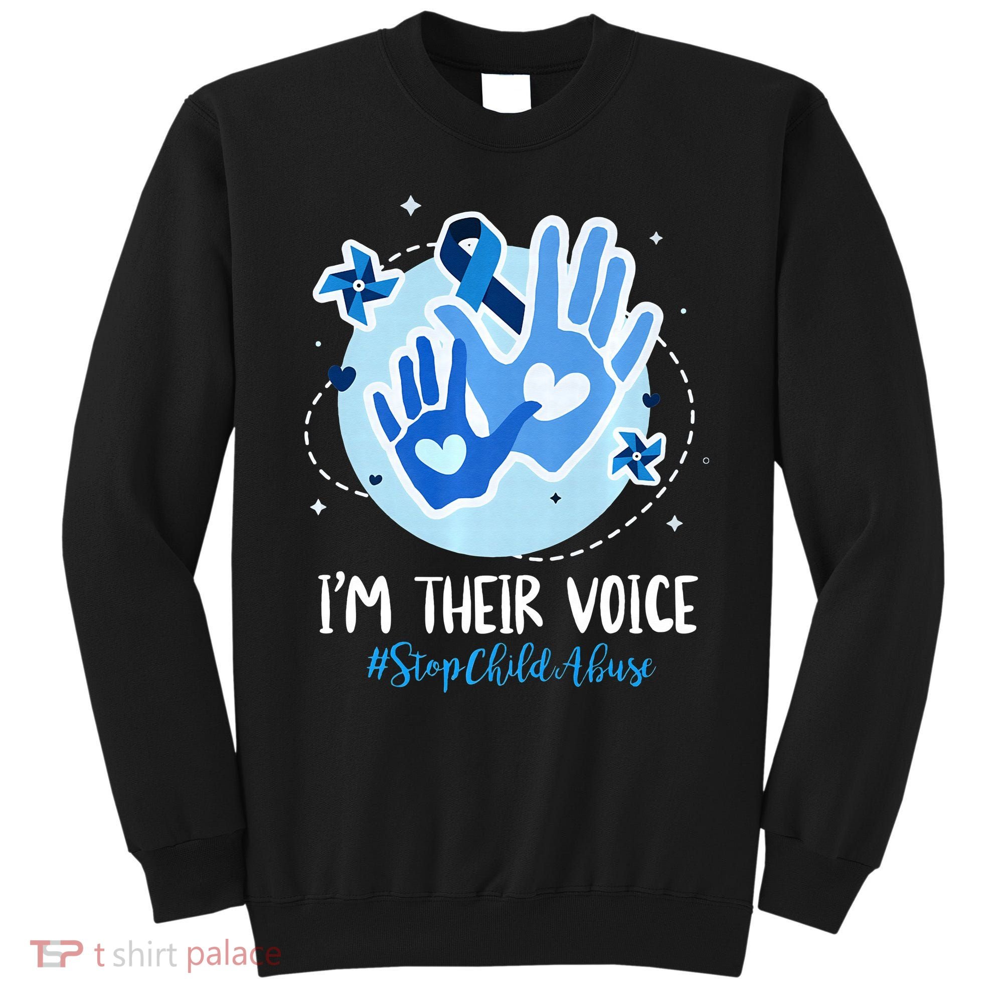 No For Child Abuse Excuse Prevention Month April Blue Ribbon Sweatshirt