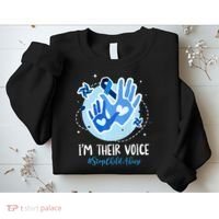 No For Child Abuse Excuse Prevention Month April Blue Ribbon Sweatshirt thumb 2