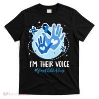 No For Child Abuse Excuse Prevention Month April Blue Ribbon T-Shirt thumb 0