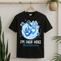No For Child Abuse Excuse Prevention Month April Blue Ribbon T-Shirt thumb 2
