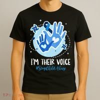No For Child Abuse Excuse Prevention Month April Blue Ribbon T-Shirt thumb 3