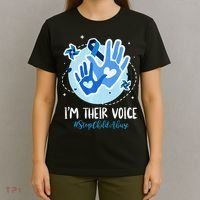 No For Child Abuse Excuse Prevention Month April Blue Ribbon T-Shirt thumb 4