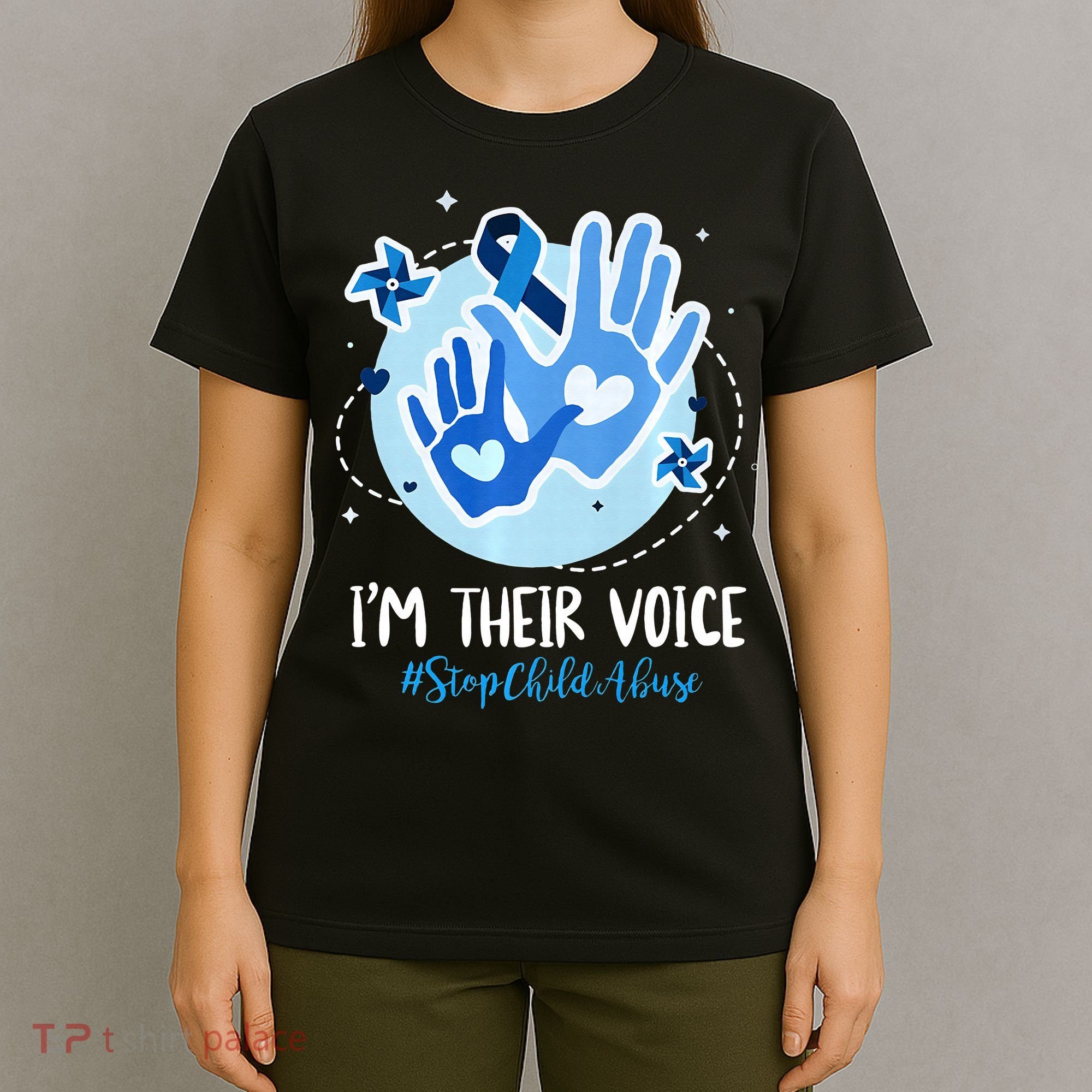 No For Child Abuse Excuse Prevention Month April Blue Ribbon T-Shirt