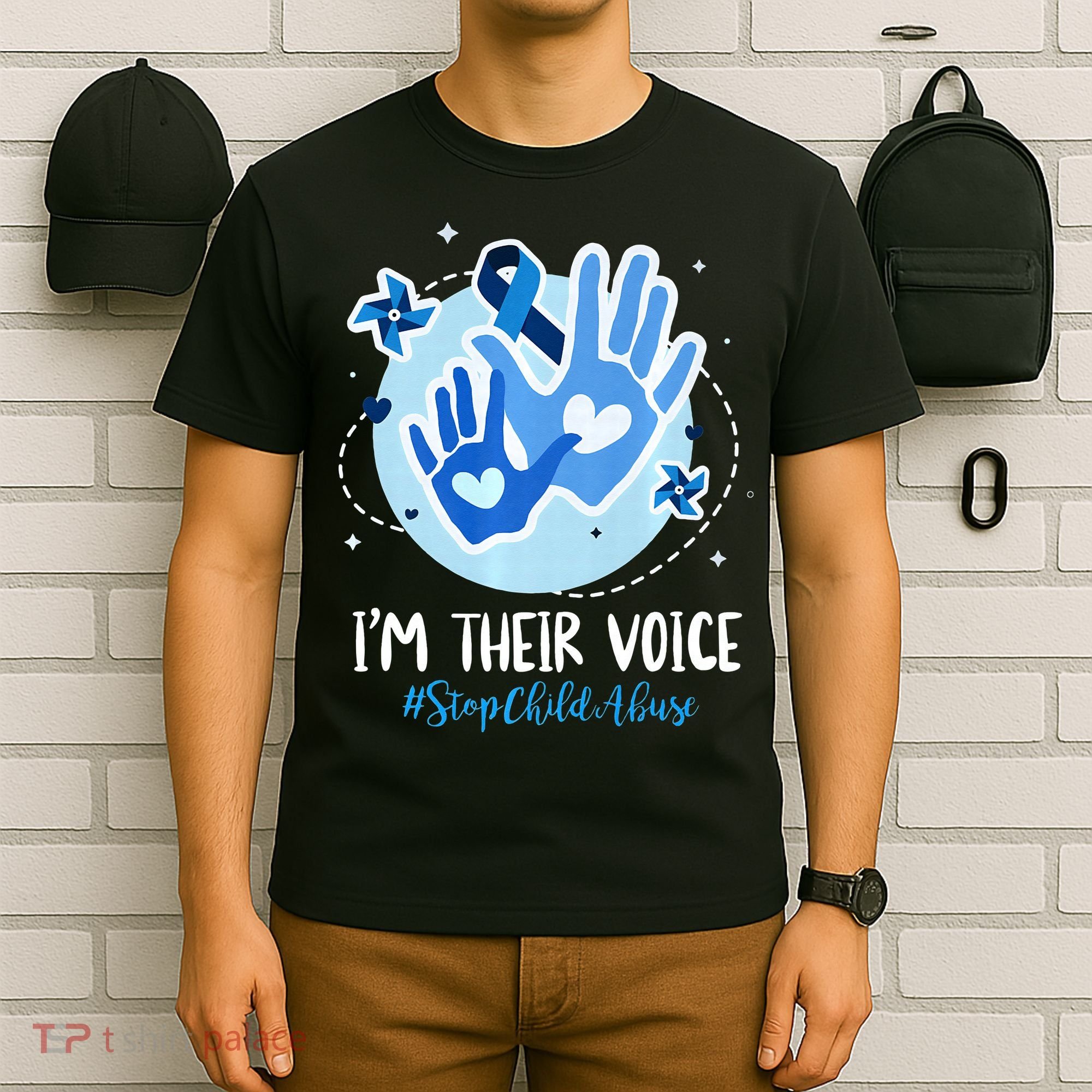 No For Child Abuse Excuse Prevention Month April Blue Ribbon T-Shirt