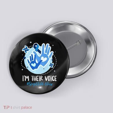 No For Child Abuse Excuse Prevention Month April Blue Ribbon Button