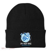No For Child Abuse Excuse Prevention Month April Blue Ribbon Beanie thumb 0
