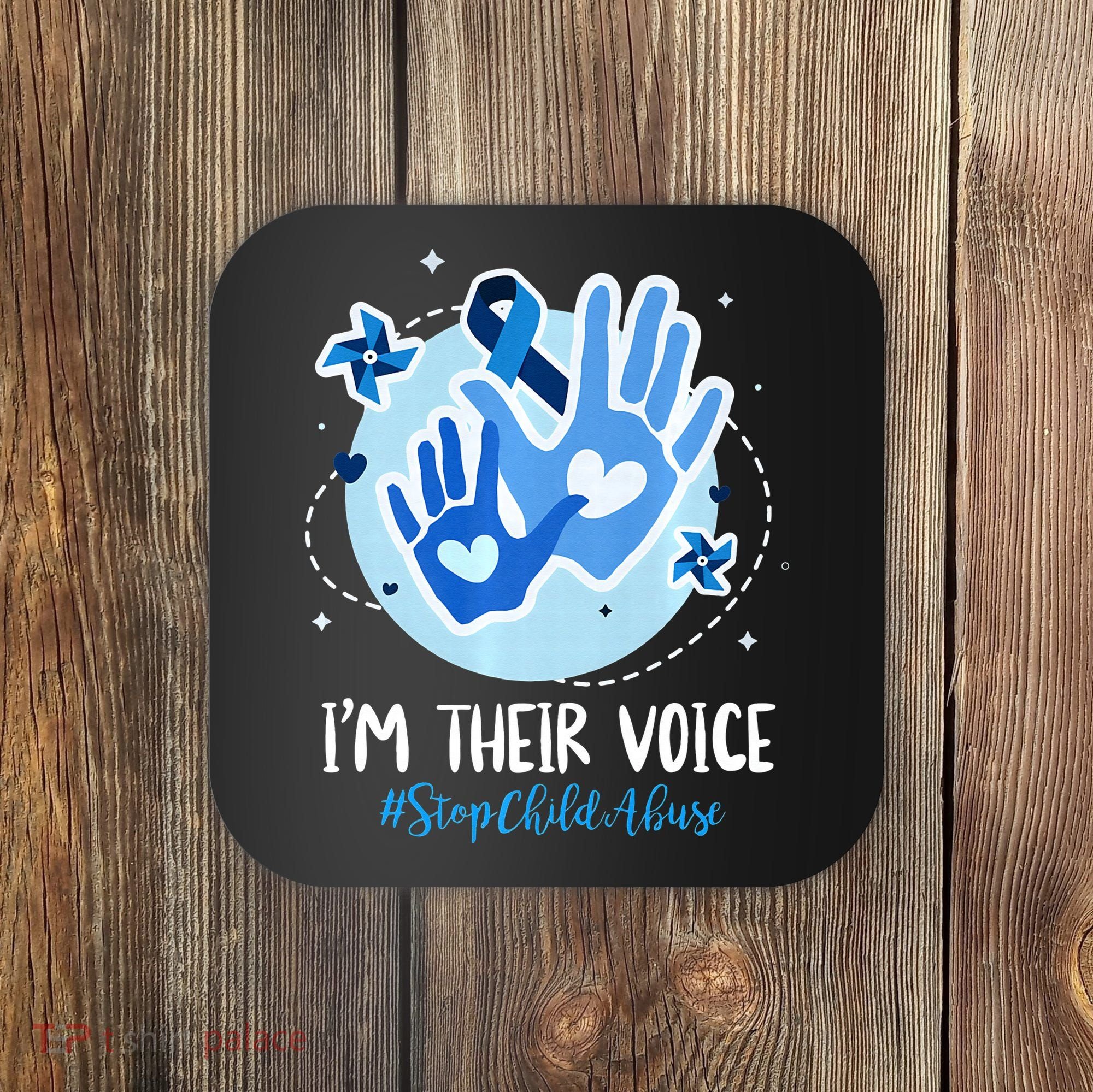 No For Child Abuse Excuse Prevention Month April Blue Ribbon Coaster