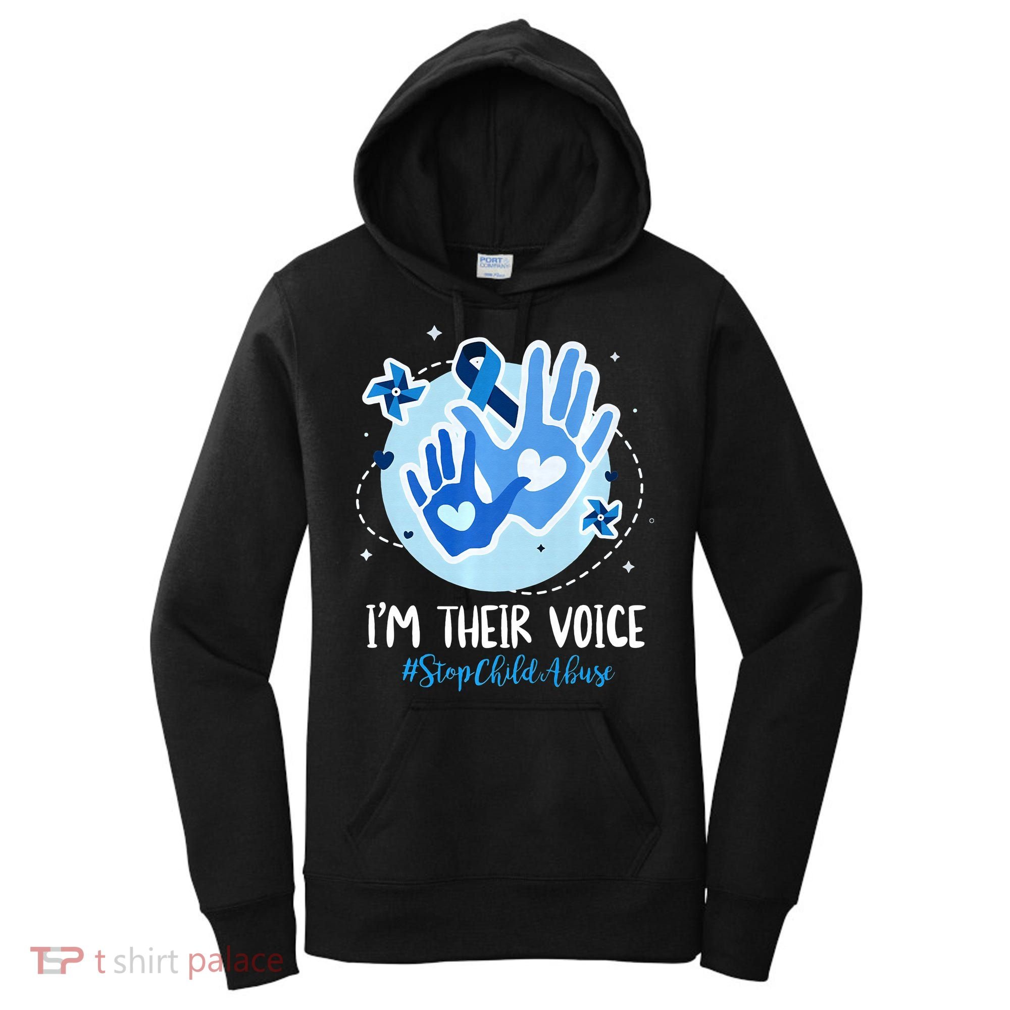 No For Child Abuse Excuse Prevention Month April Blue Ribbon Women's Hoodie