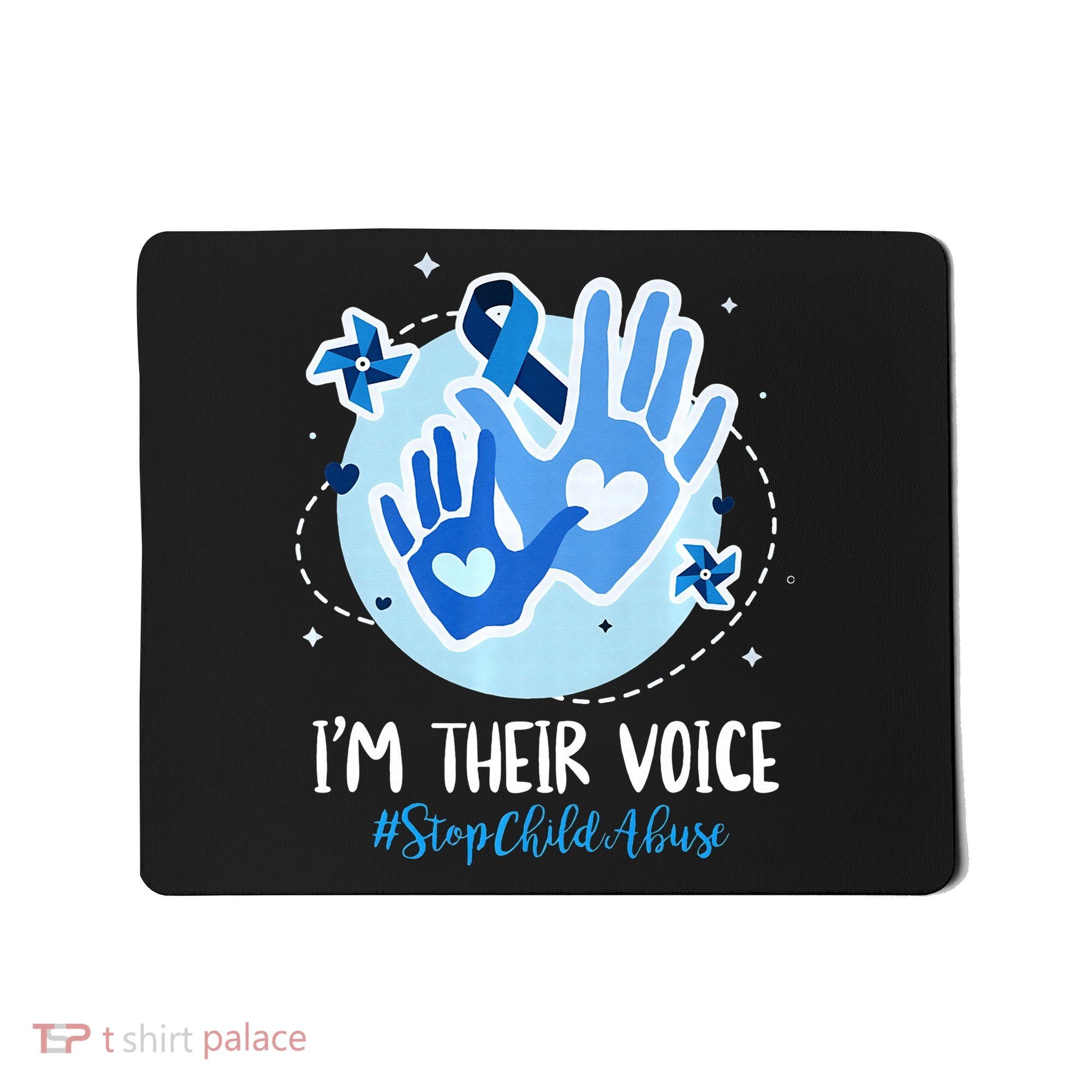 No For Child Abuse Excuse Prevention Month April Blue Ribbon Mousepad