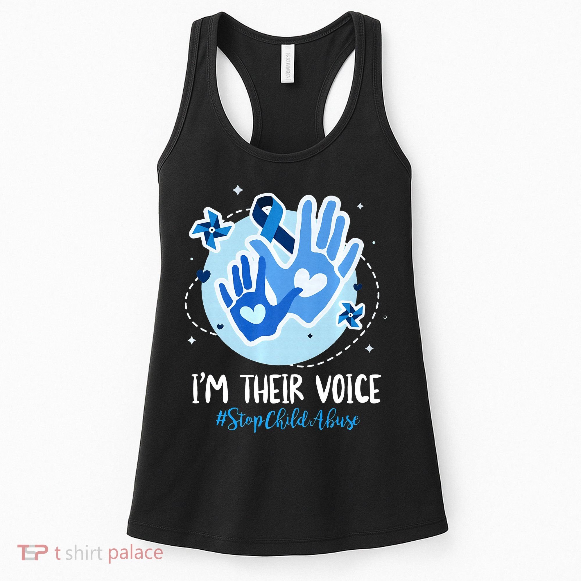 No For Child Abuse Excuse Prevention Month April Blue Ribbon Women's Tank Top