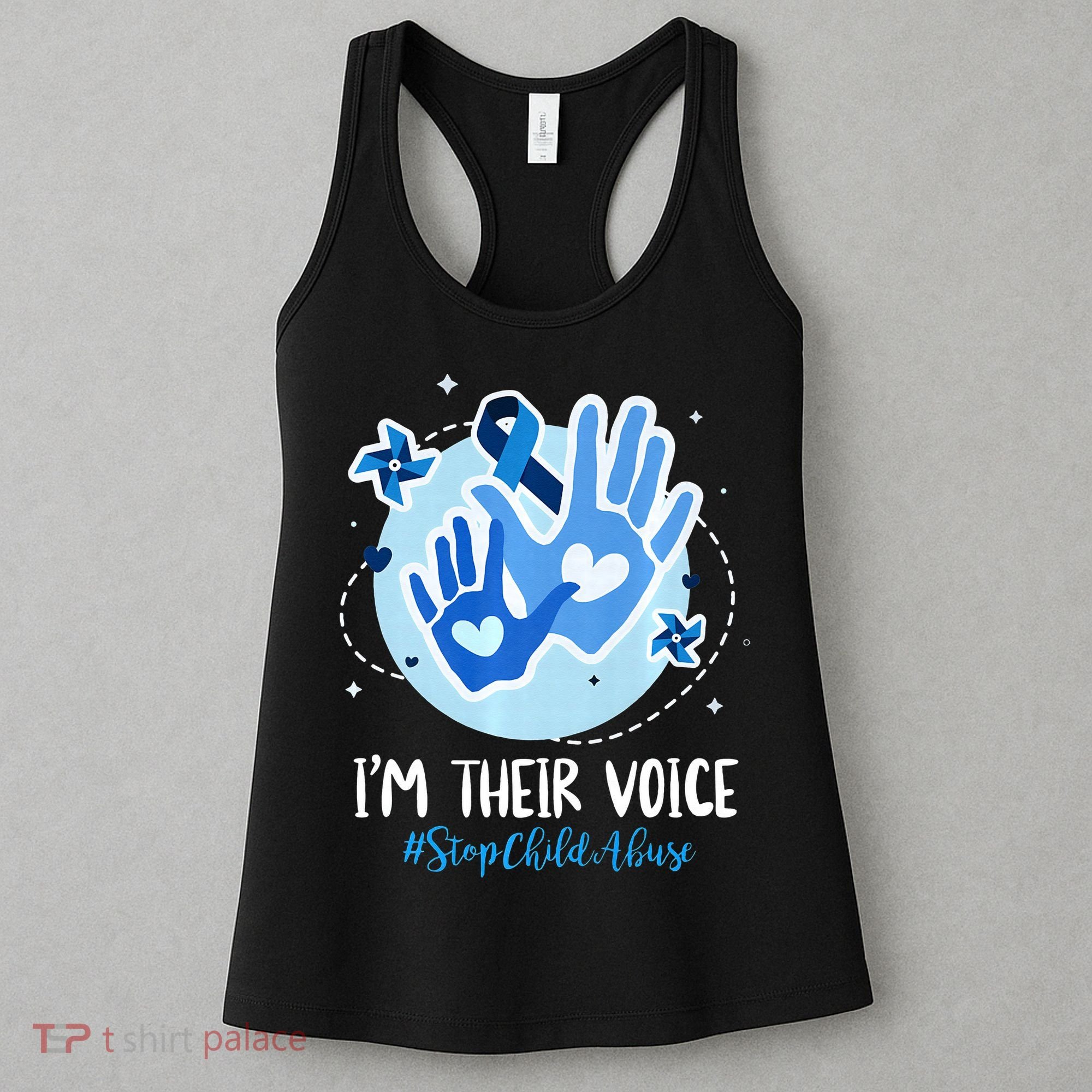 No For Child Abuse Excuse Prevention Month April Blue Ribbon Women's Tank Top