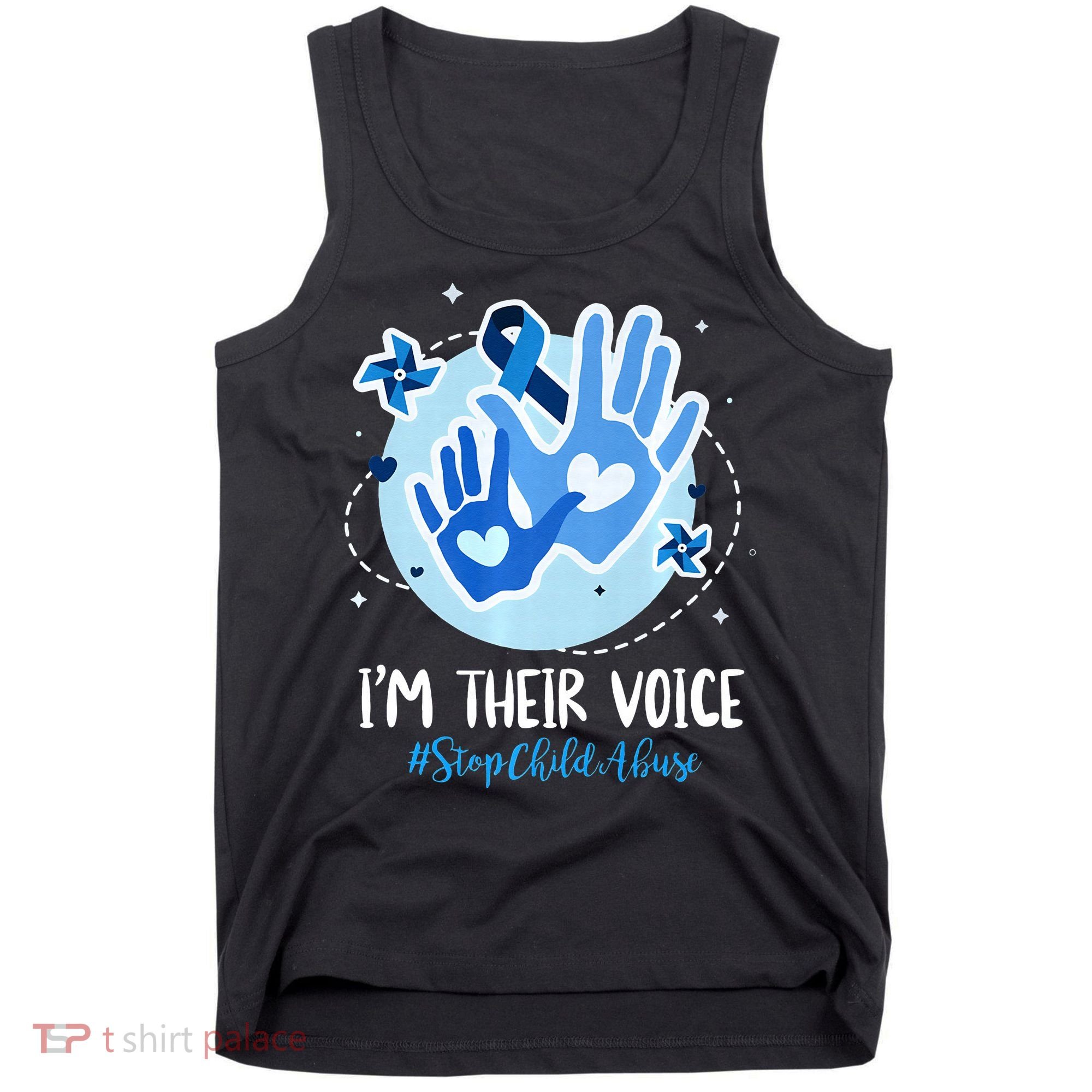 No For Child Abuse Excuse Prevention Month April Blue Ribbon Tank Top