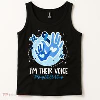 No For Child Abuse Excuse Prevention Month April Blue Ribbon Tank Top thumb 2