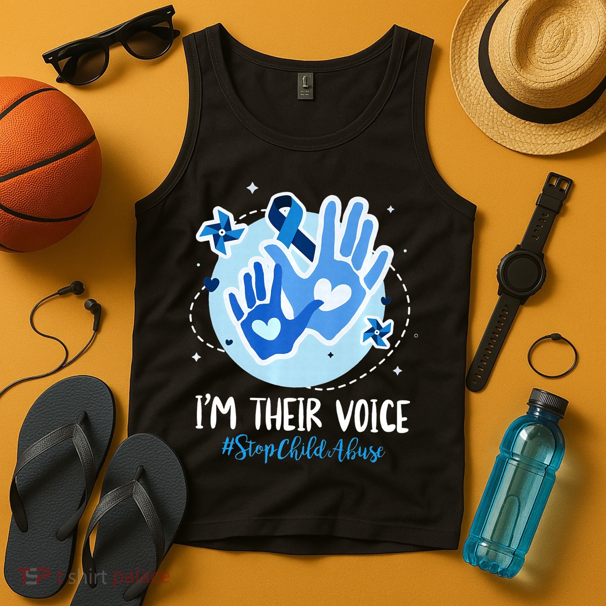 No For Child Abuse Excuse Prevention Month April Blue Ribbon Tank Top