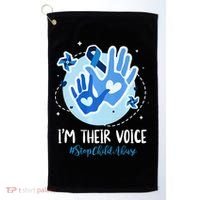 No For Child Abuse Excuse Prevention Month April Blue Ribbon Golf Towel thumb 0