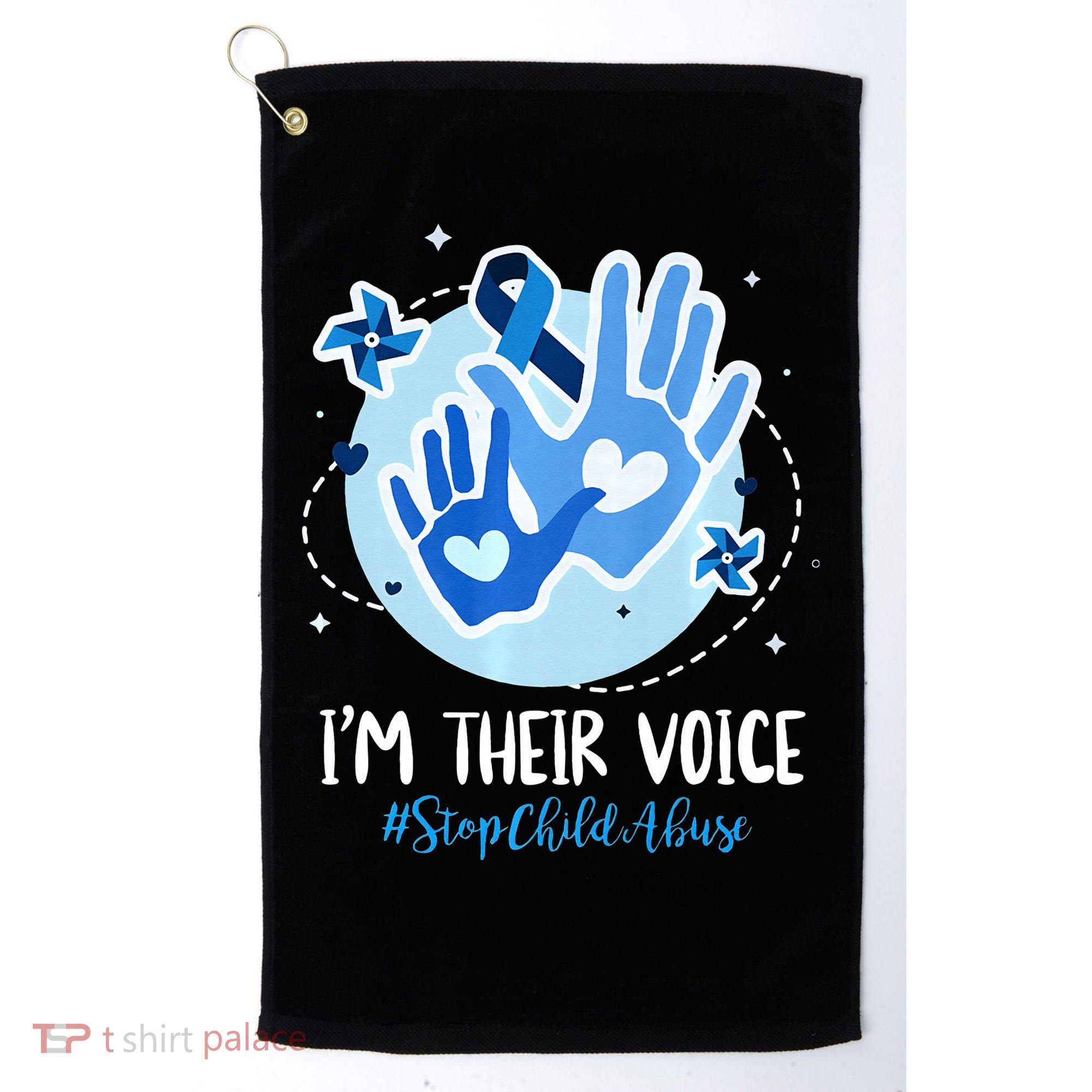 No For Child Abuse Excuse Prevention Month April Blue Ribbon Golf Towel
