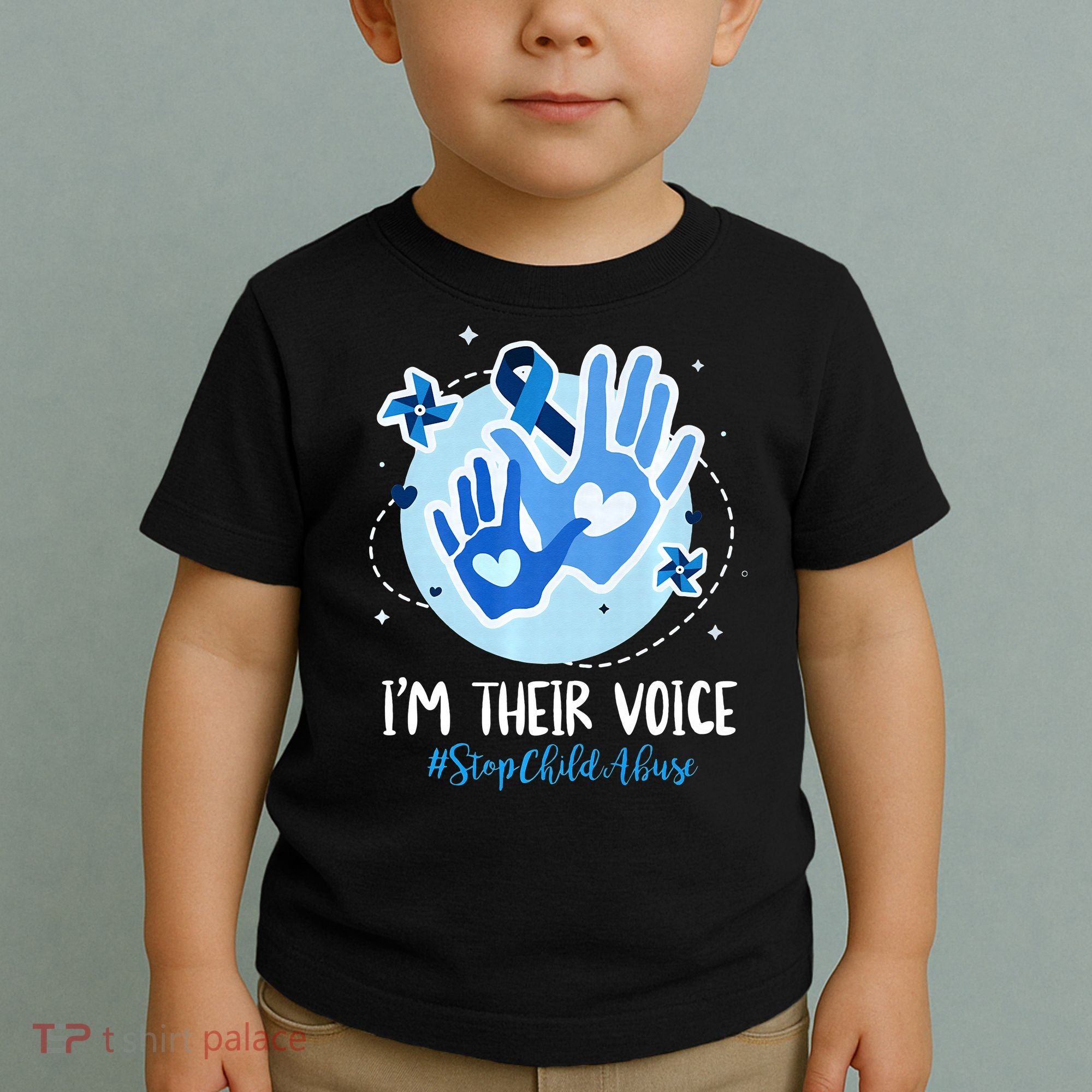 No For Child Abuse Excuse Prevention Month April Blue Ribbon Toddler T-Shirt