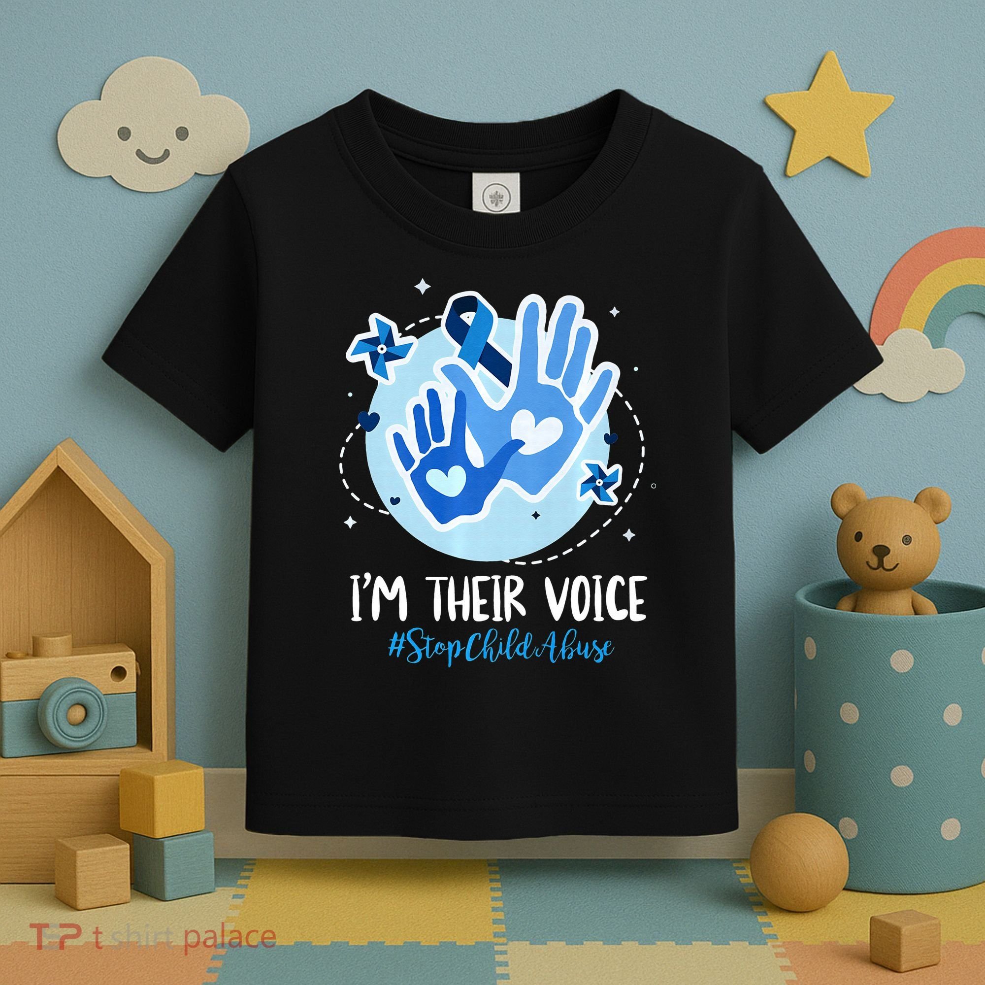 No For Child Abuse Excuse Prevention Month April Blue Ribbon Toddler T-Shirt