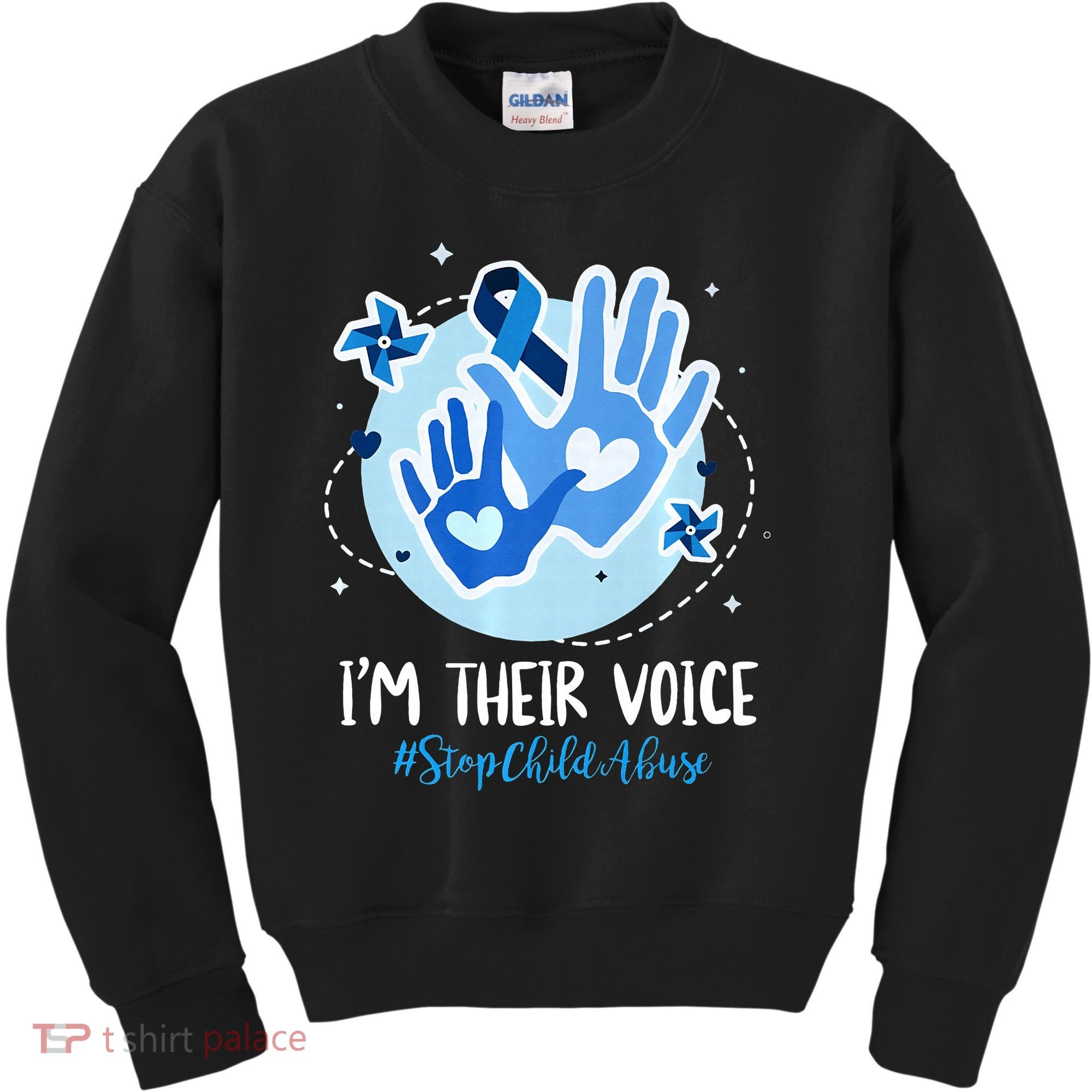 No For Child Abuse Excuse Prevention Month April Blue Ribbon Kids Sweatshirt