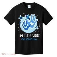 No For Child Abuse Excuse Prevention Month April Blue Ribbon Kids T-Shirt thumb 0