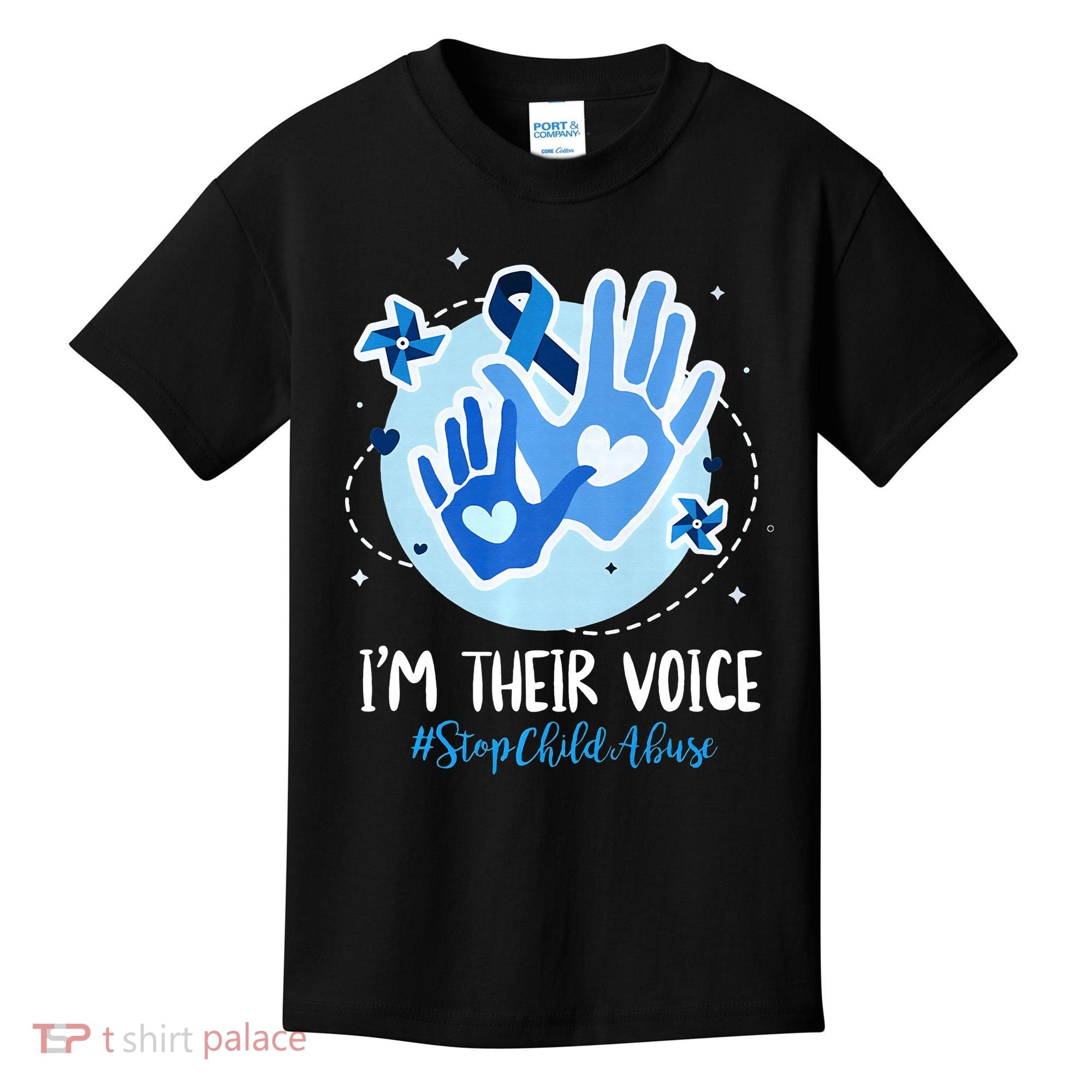 No For Child Abuse Excuse Prevention Month April Blue Ribbon Kids T-Shirt