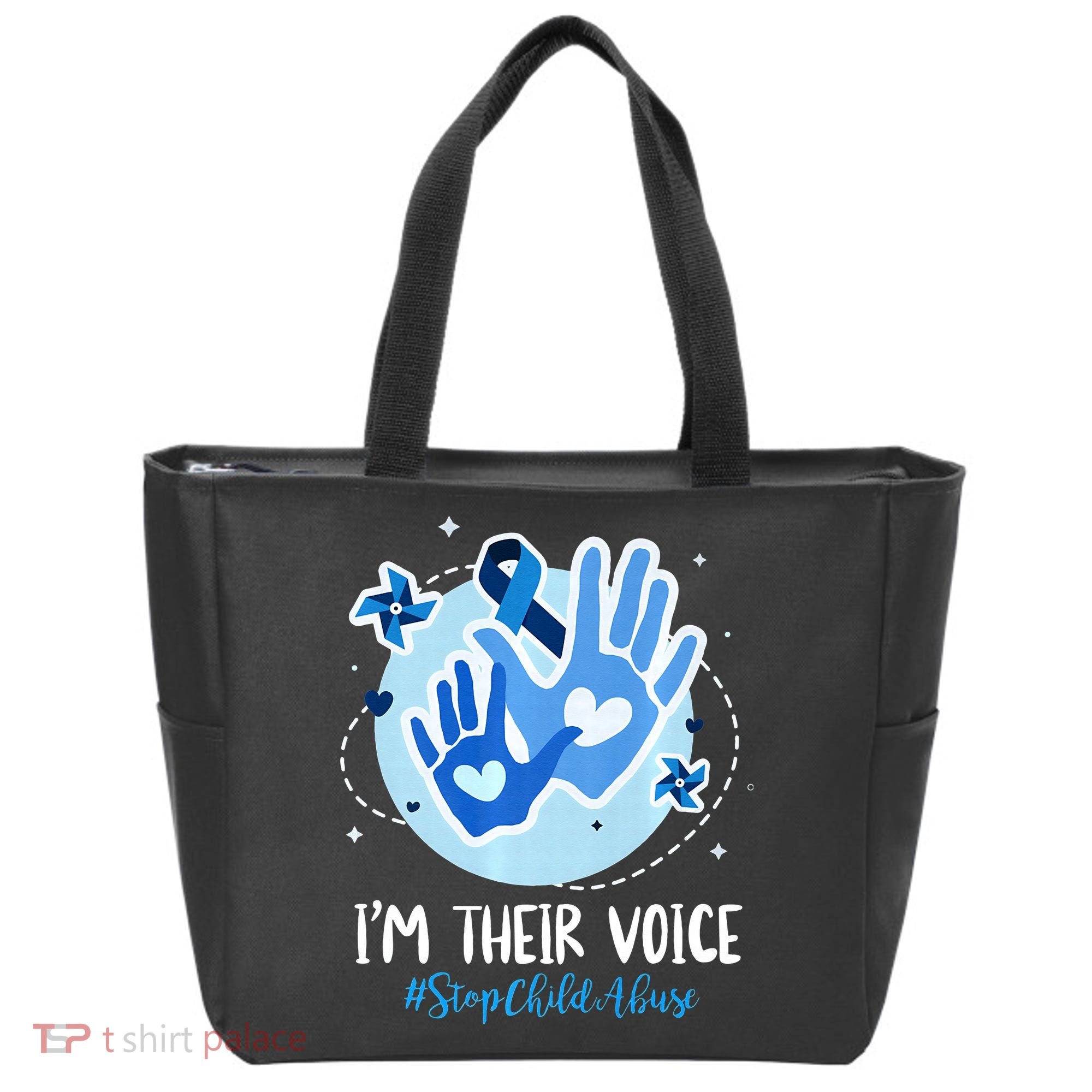 No For Child Abuse Excuse Prevention Month April Blue Ribbon Tote Bag