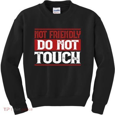 Not Friendly Do Not Touch Funny Sarcastic Quote Cute Cool Kids Sweatshirt