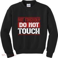 Not Friendly Do Not Touch Funny Sarcastic Quote Cute Cool Kids Sweatshirt thumb 0