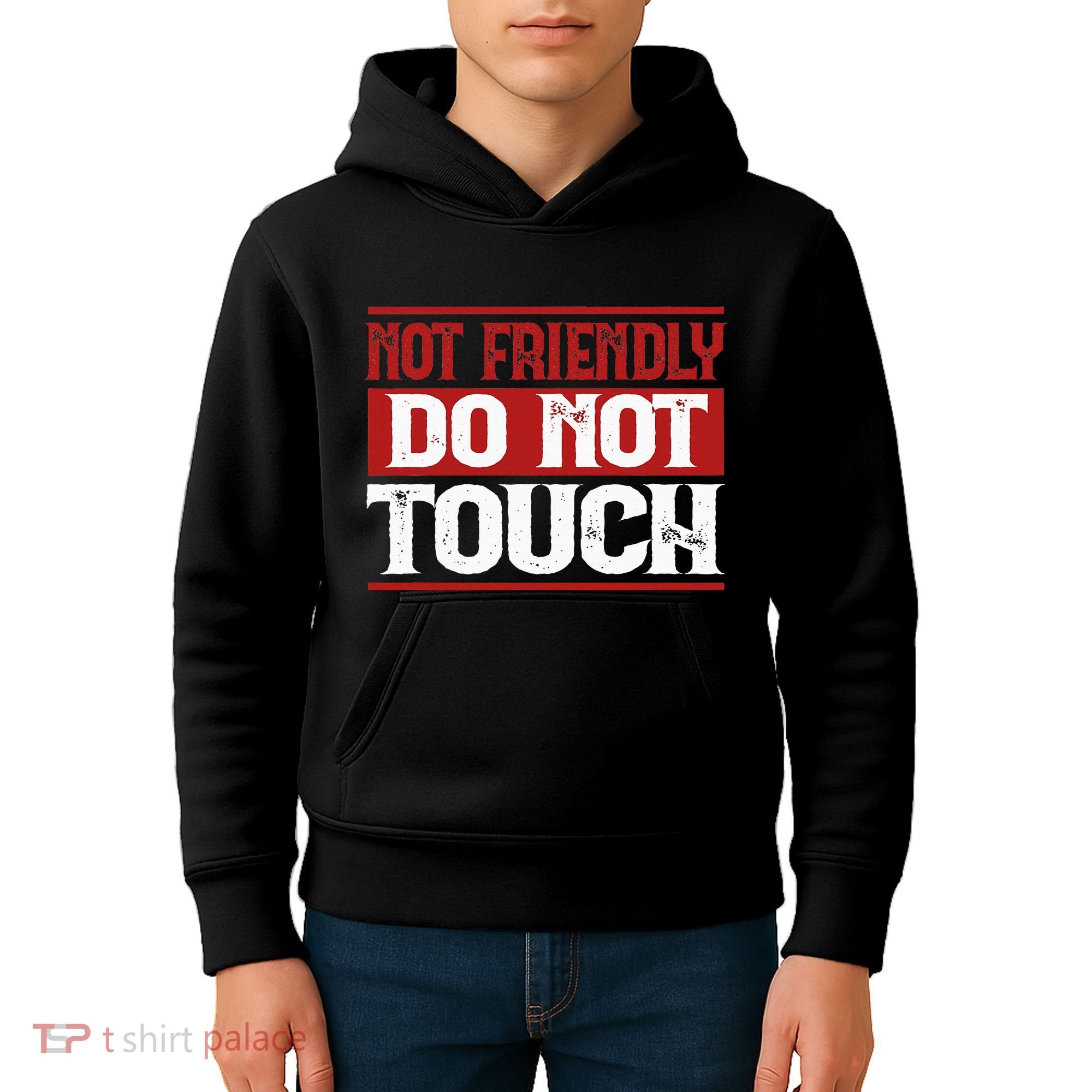 Not Friendly Do Not Touch Funny Sarcastic Quote Cute Cool Kids Hoodie