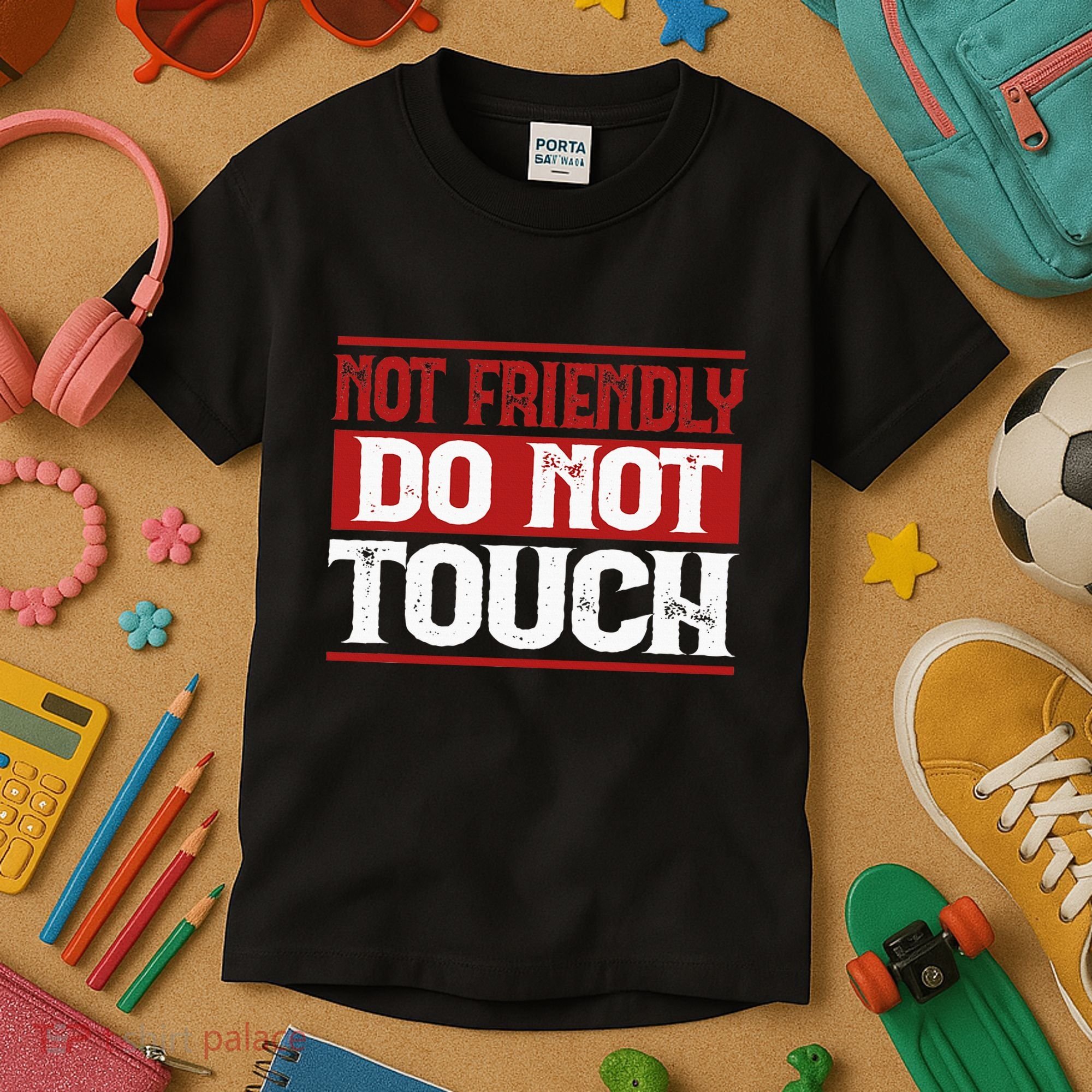 Not Friendly Do Not Touch Funny Sarcastic Quote Cute Cool Kids T-Shirt