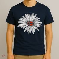 Norwegian Flag Daisy Trendy For Summer Cruise Norway Travel T-Shirt thumb 3