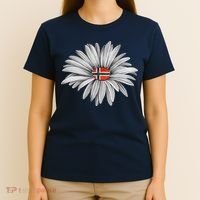 Norwegian Flag Daisy Trendy For Summer Cruise Norway Travel T-Shirt thumb 4