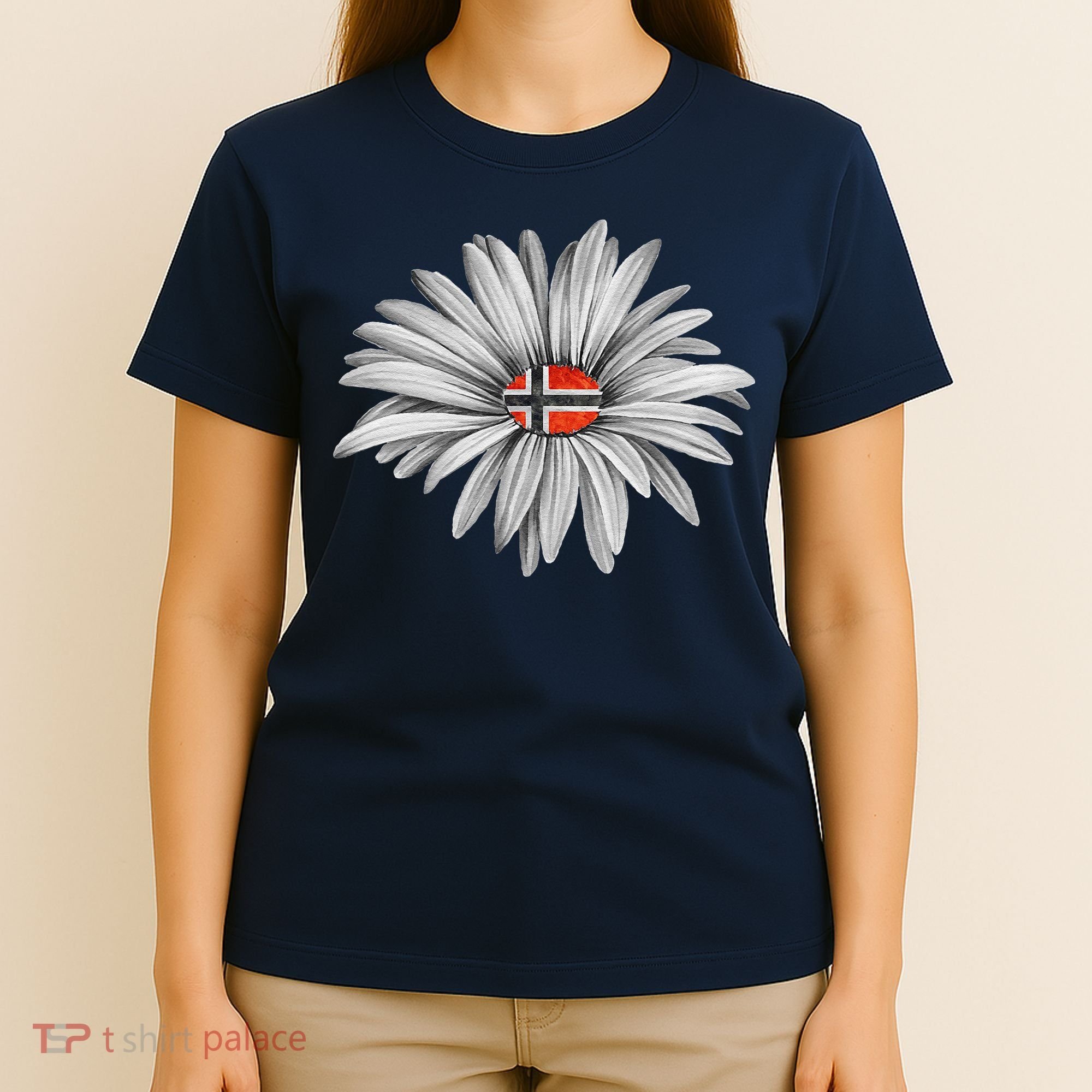 Norwegian Flag Daisy Trendy For Summer Cruise Norway Travel T-Shirt