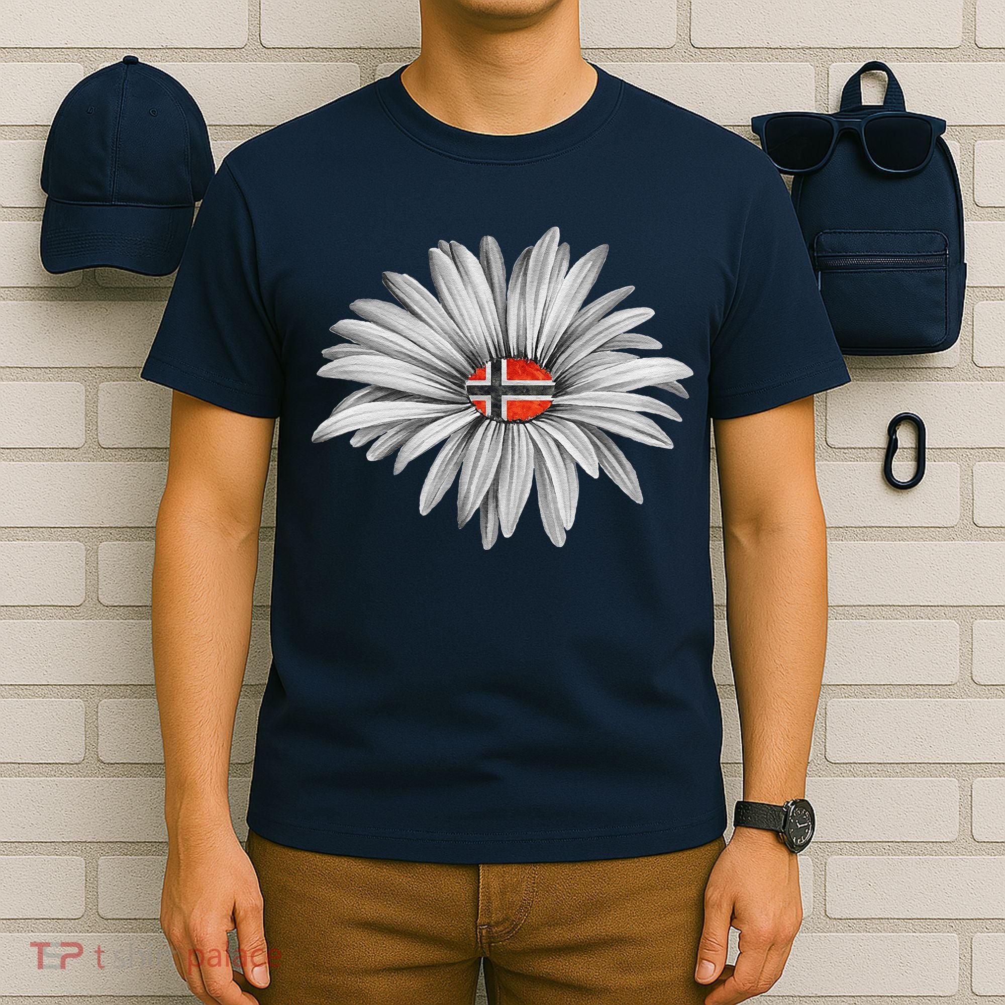 Norwegian Flag Daisy Trendy For Summer Cruise Norway Travel T-Shirt