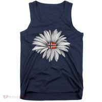Norwegian Flag Daisy Trendy For Summer Cruise Norway Travel Tank Top thumb 0