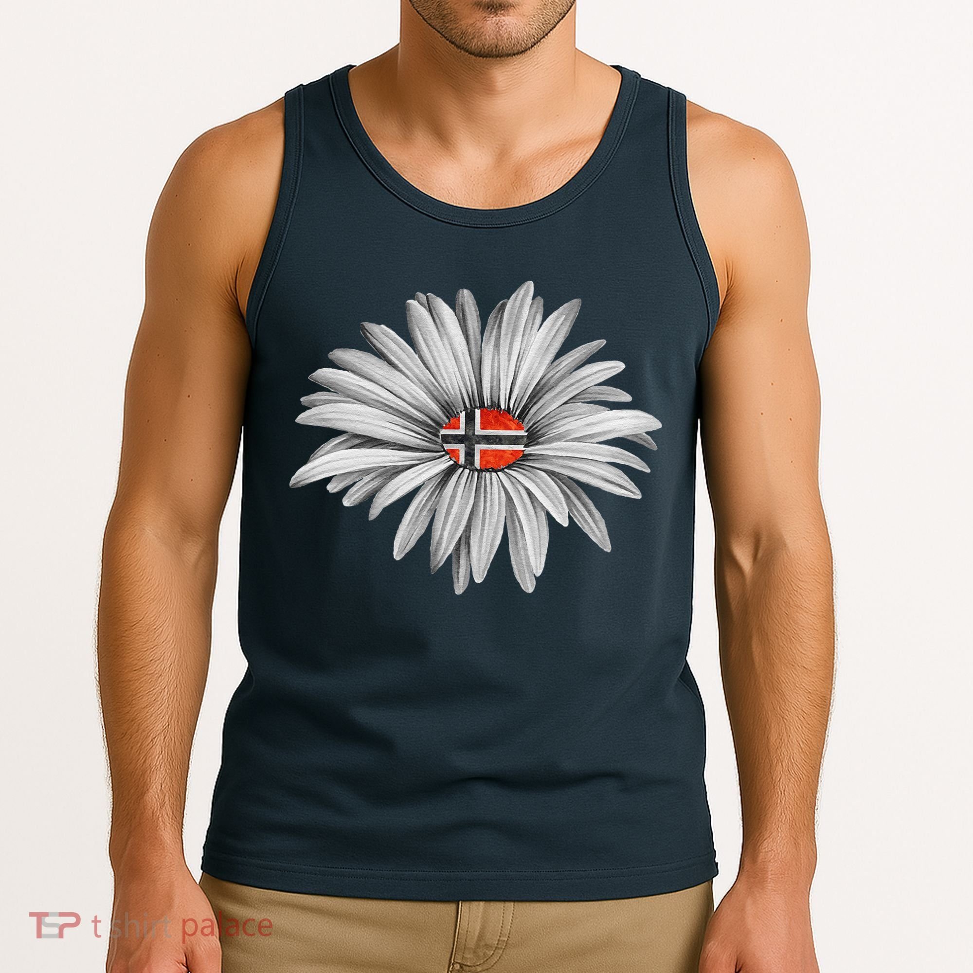 Norwegian Flag Daisy Trendy For Summer Cruise Norway Travel Tank Top