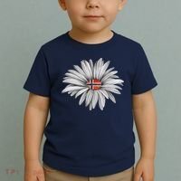 Norwegian Flag Daisy Trendy For Summer Cruise Norway Travel Toddler T-Shirt thumb 2