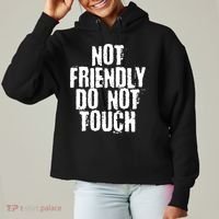 Not Friendly Do Not Touch Funny Saying Ladies Heavyweight Boxy Pullover Hoodie thumb 0