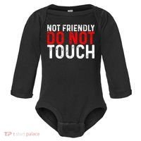 Not Friendly Do Not Touch Baby Long Sleeve Bodysuit thumb 0