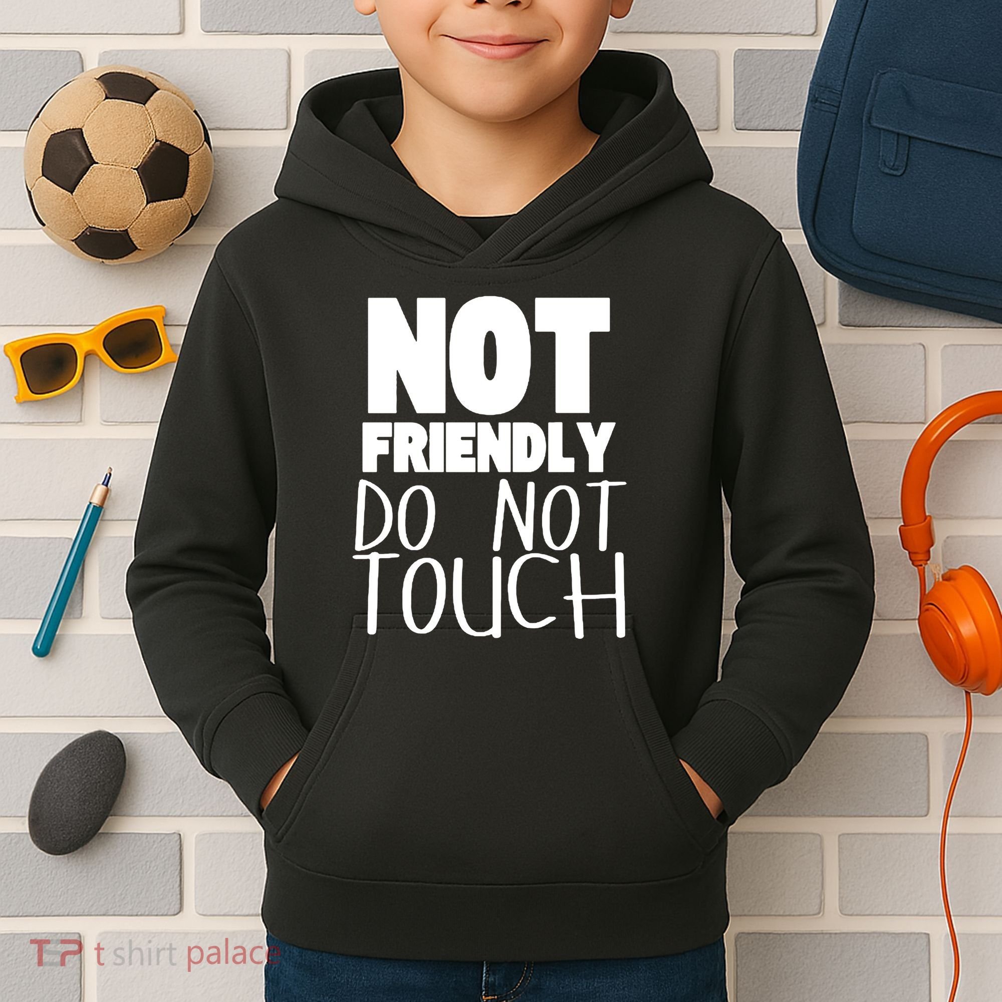 Not Friendly Do Not Touch Kids Hoodie