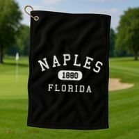 Naples Florida Est 1880 Varsity Arched Text Golf Towel thumb 1