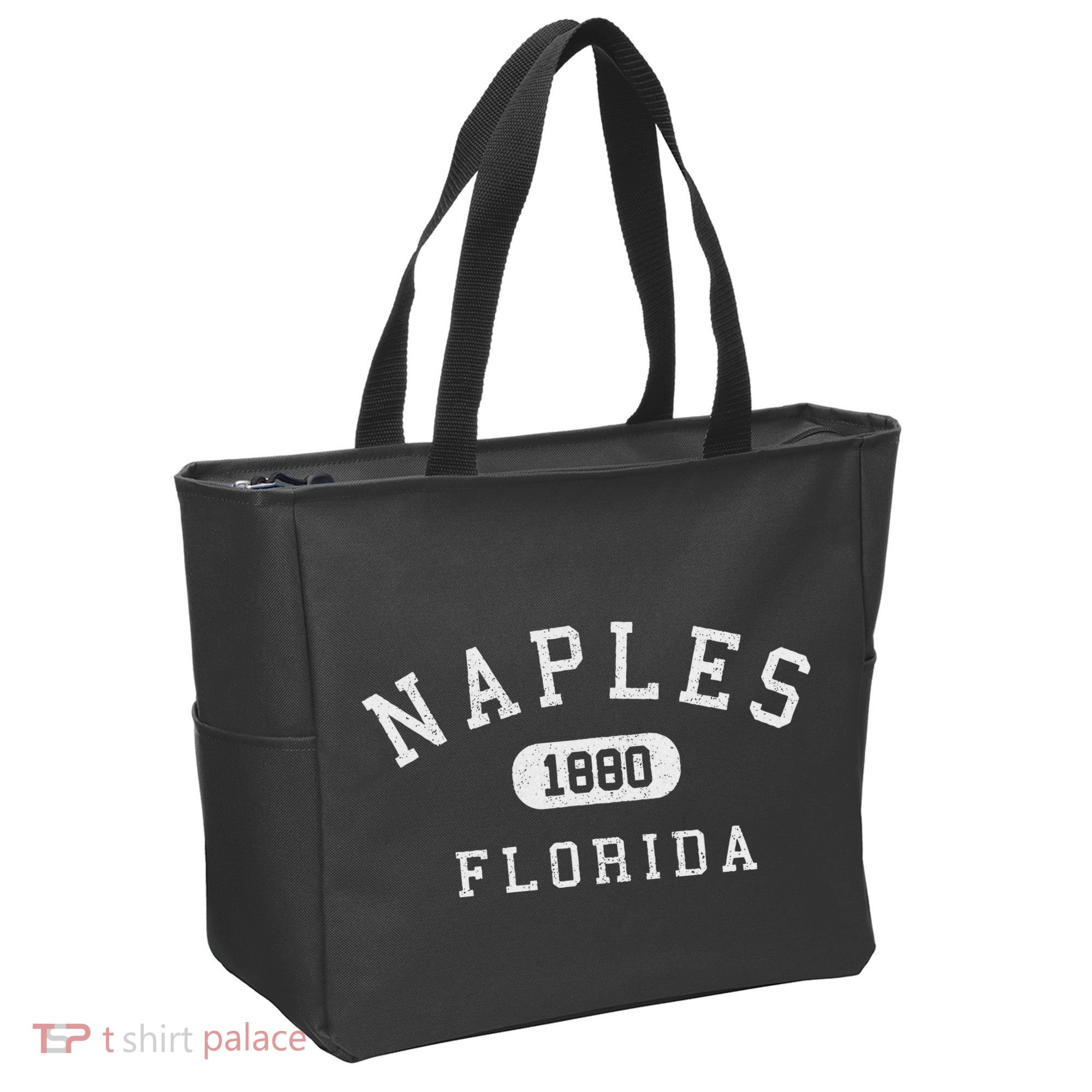 Naples Florida Est 1880 Varsity Arched Text Tote Bag