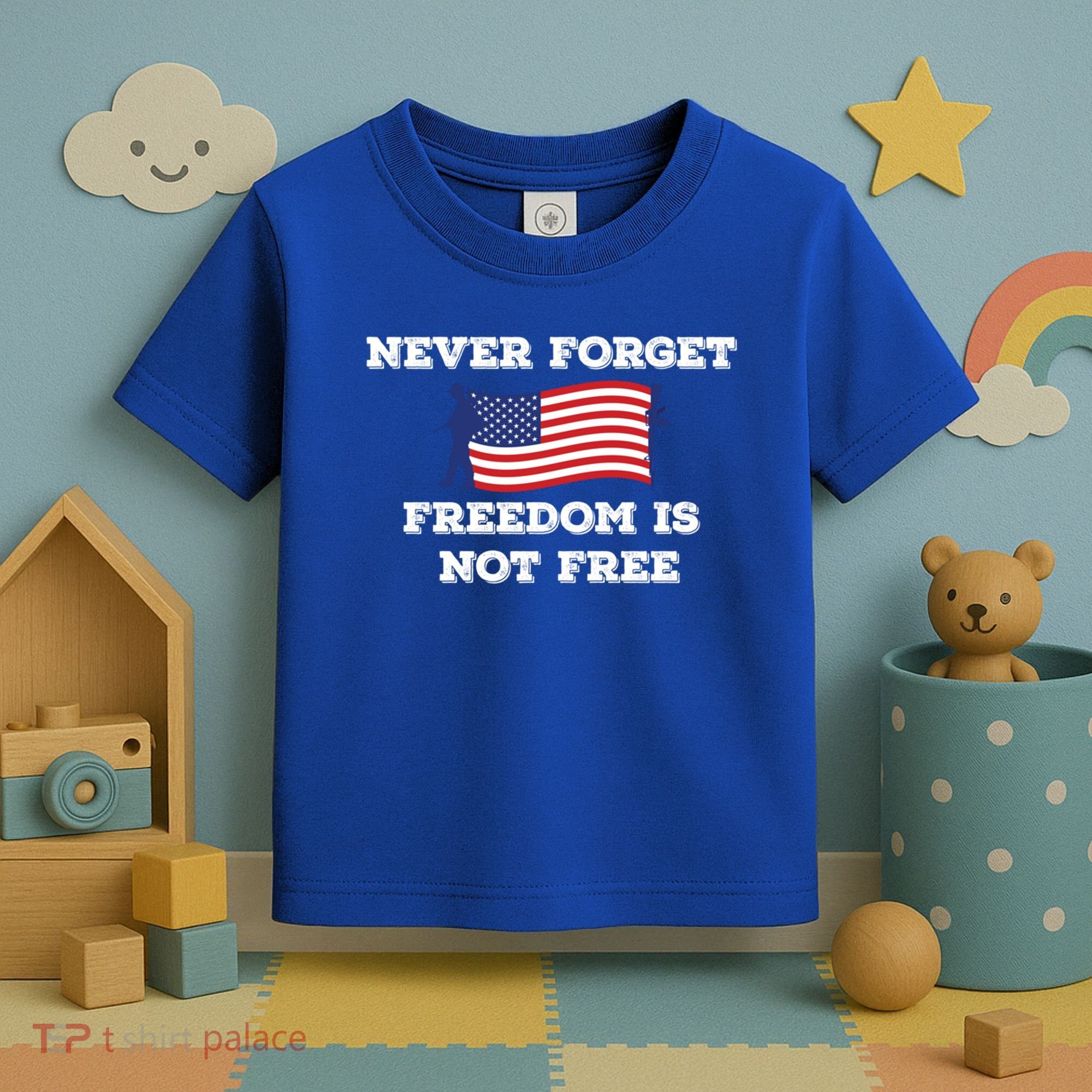 Never Forget Freedom Is Not Free Army Veterans Gift Toddler T-Shirt