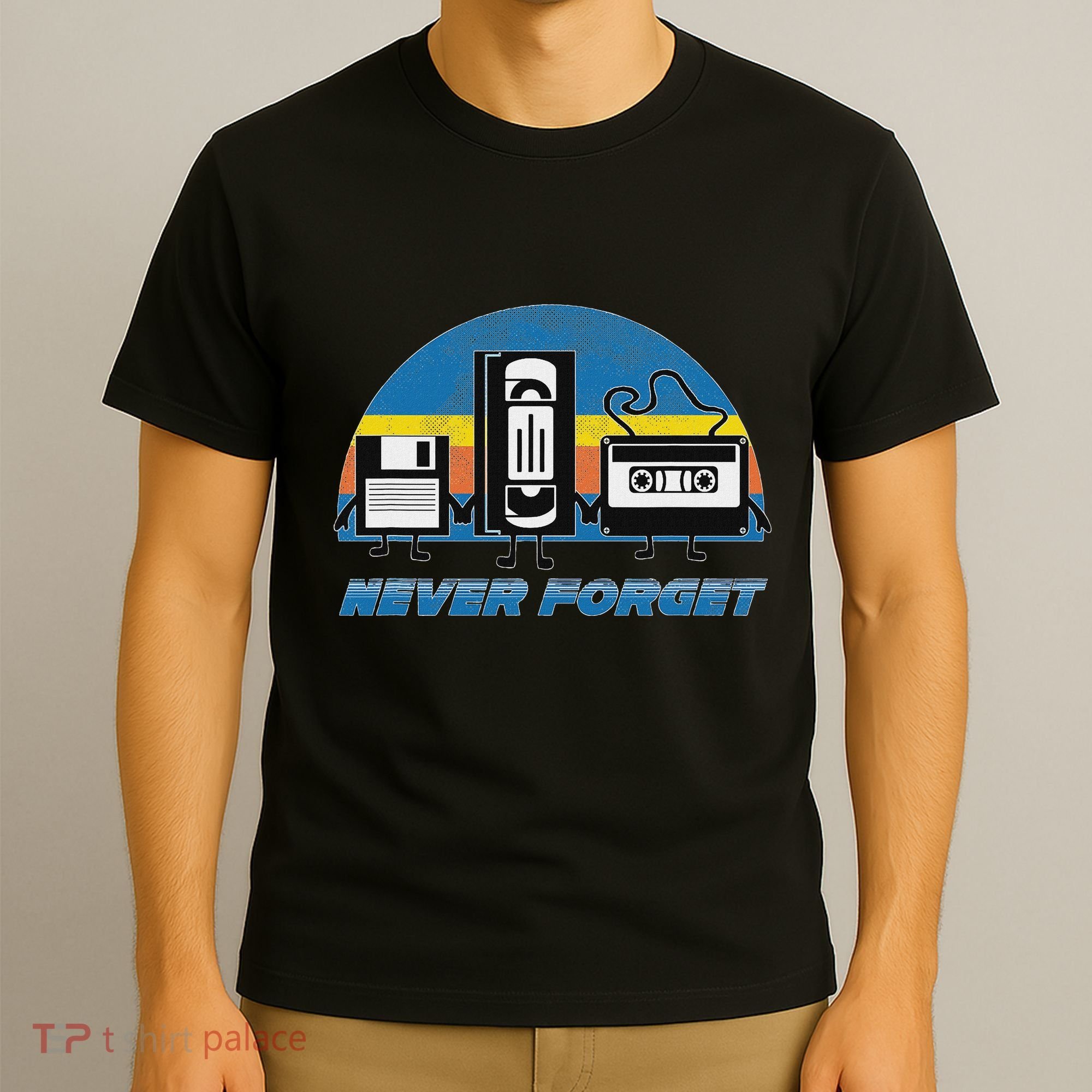 Never Forget Funny Retro Vintage Vhs Cassette Floppy Disk T-Shirt