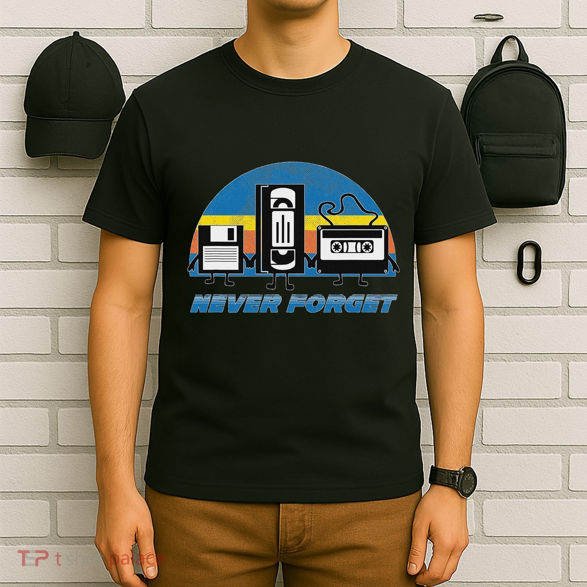 Never Forget Funny Retro Vintage Vhs Cassette Floppy Disk T-Shirt