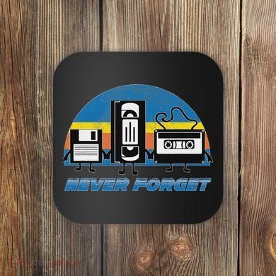 Never Forget Funny Retro Vintage Vhs Cassette Floppy Disk Coaster