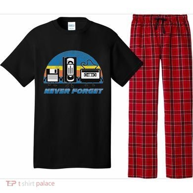 Never Forget Funny Retro Vintage Vhs Cassette Floppy Disk Pajama Set