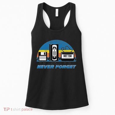 Never Forget Funny Retro Vintage Vhs Cassette Floppy Disk Women's Tank Top