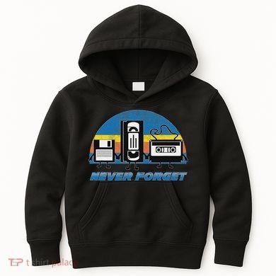 Never Forget Funny Retro Vintage Vhs Cassette Floppy Disk Kids Hoodie